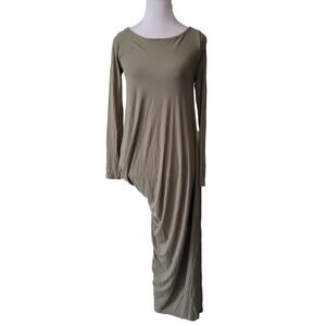 Free People Beach Size XS	Long Sleeve Draped Side Open‎ Leg Green Midi Dress FP